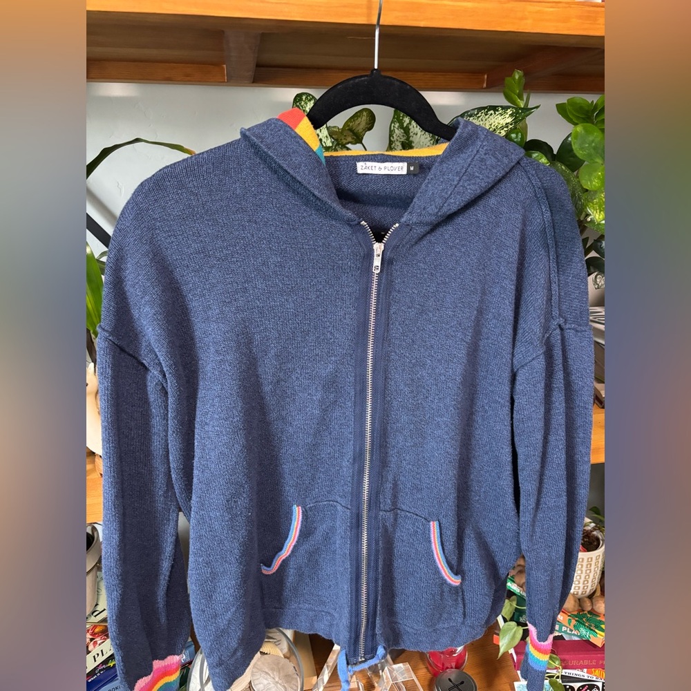 Blue Zaket & Plover Cotton/Cashmere Zip Hoodie | Medium